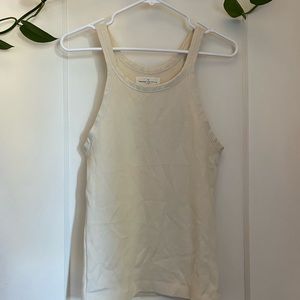 Imogene + Willie Racerback Ribbed Tank White Cotton Top SIZE L